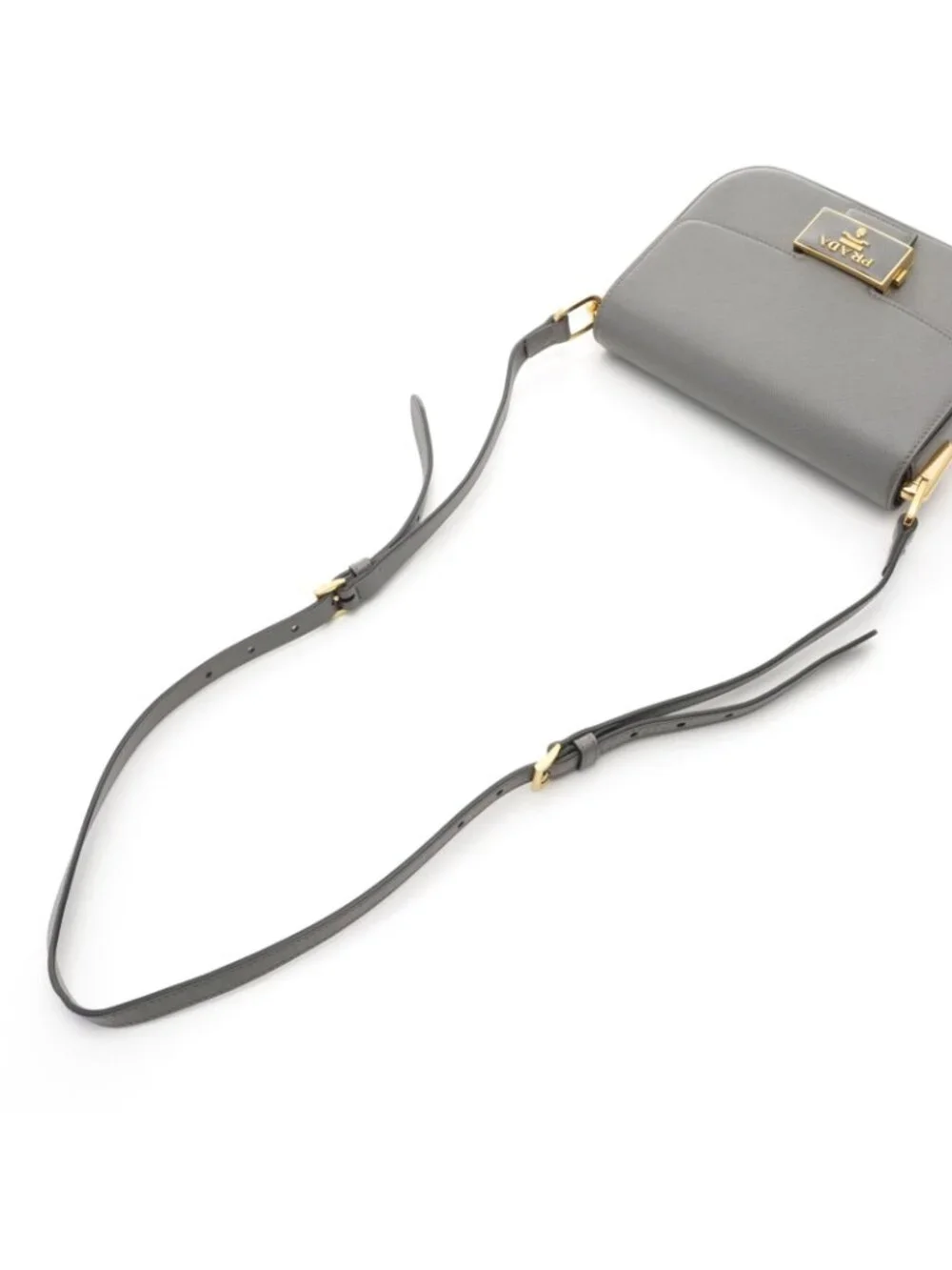 Prada Shoulder Bag Saffiano Leather Gray